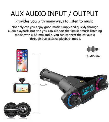 Bluetooth Car FM Transmitter MP3 Player Hands free Radio Adapter Kit USB Charger