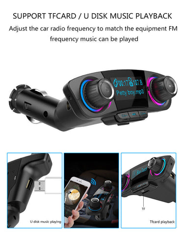 Bluetooth Car FM Transmitter MP3 Player Hands free Radio Adapter Kit USB Charger